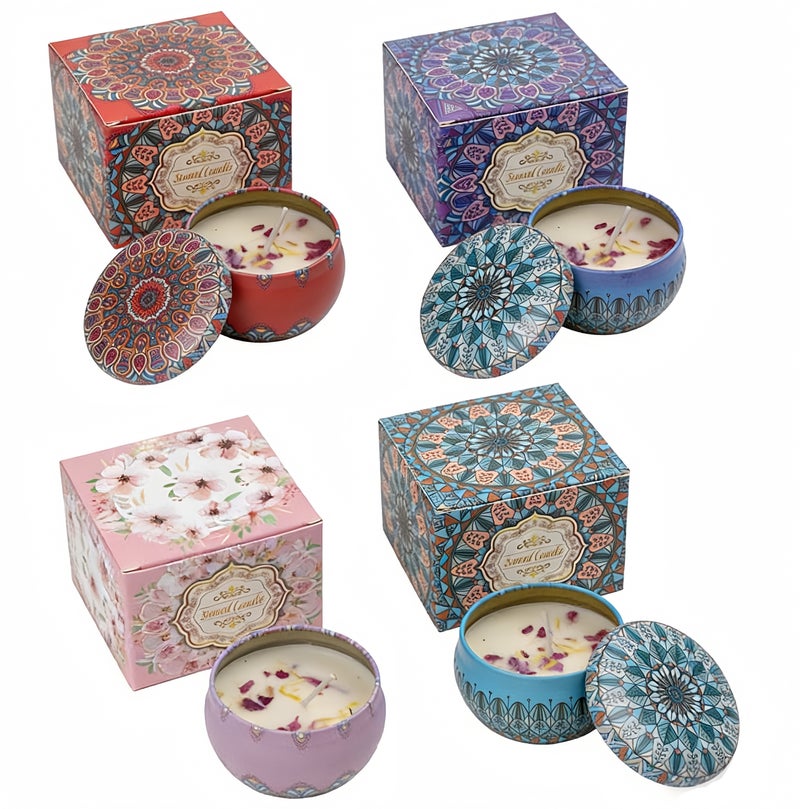 LUMYA 4 Pack Scented Candles Gift Set, Aromatherapy Candles, Various Fragrances Jar Candles, Natual Soy Candles Gifts for Anniversary, Birthday, Mother's Day,15 Hours Duration per Candle, Relaxing Stress Relief Aroma Home Best Gift for Women, Smokeless Relaxing Candles for Home Bath Yoga Meditation（Rose Lavender Jasmine Bluebell） - Image 5